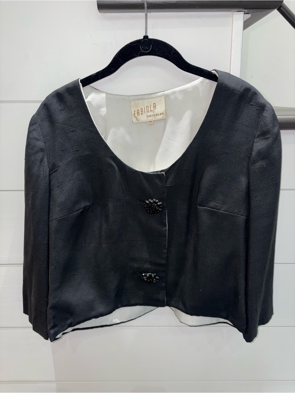 Vintage Cropped Evening Jacket Black Medium